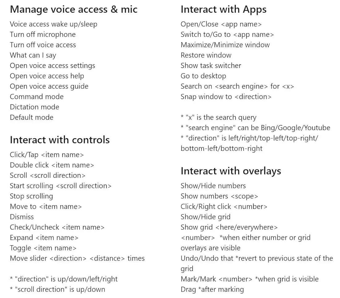 Voice Access ویندوز