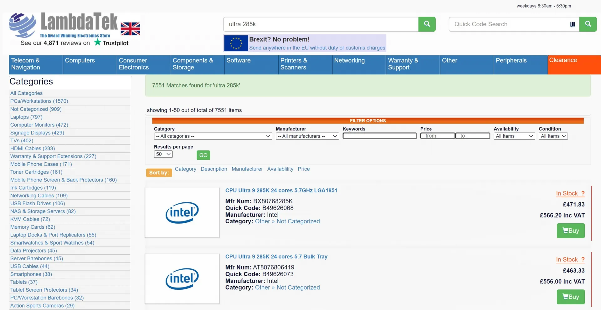 قیمت پردازنده های Intel Core Ultra 200K