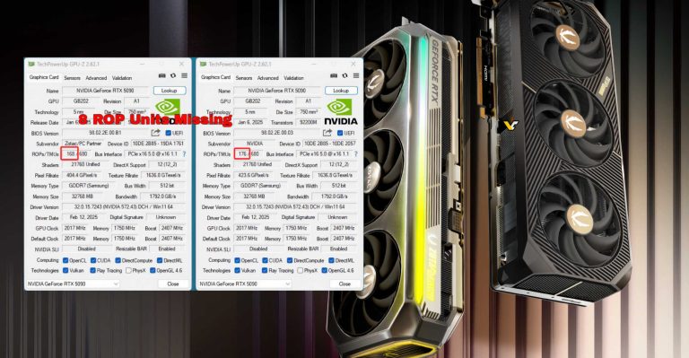 مشکل ROPهای ناقص در کارت گرافیک GeForce RTX 5090، کاهش عملکرد تا 4.5%